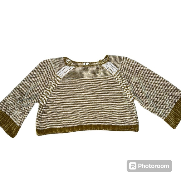 Anthropologie by Moth Chenille Sweater boxy striped large - Picture 6 of 7